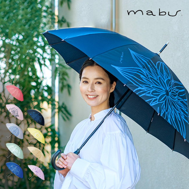 市場 Mabu レディース 華やか ワンタッチ 花 軽量 かわいい 長傘 おしゃれ 58cm ブランド ベーシックジャンプ16 花モチーフ 傘 耐風
