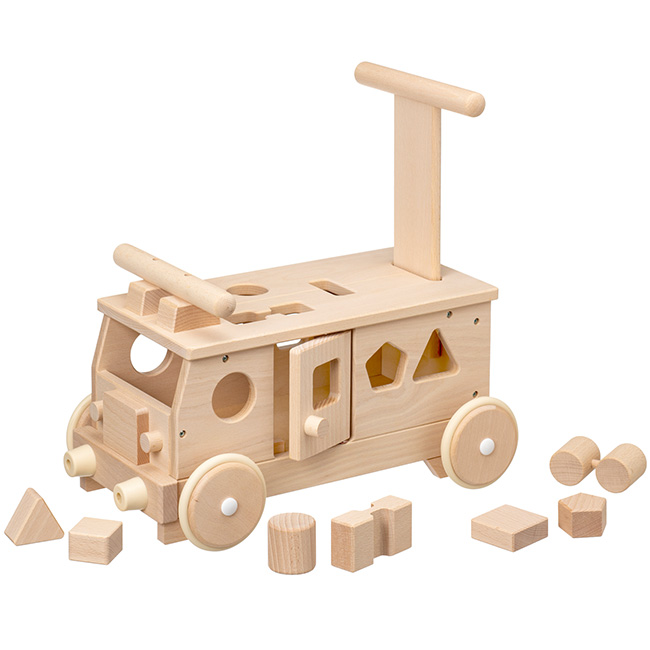 MOCCO モッコ 森のパズルバス W-029[押し車 積み木 手押し車 赤ちゃん おもちゃ 男の子 女の子 木製 乗用玩具 足けり 手押し 車 おしゃれ]