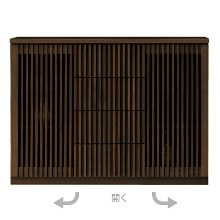 サイドボード キャビネット 完成品 幅120cm 和モダン リビング収納 木製 タモ無垢 格子 ガラス扉 引き出し 大川家具 日本製｜激安家具 Giraffe interior