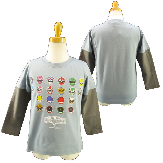 スーパー戦隊シリーズ★レイヤード風長袖Tシャツ 袖切替Tシャツ ボーイズ 男の子 子供 キッズ/100cm/110cm/120cm◇バンダイ◇画像