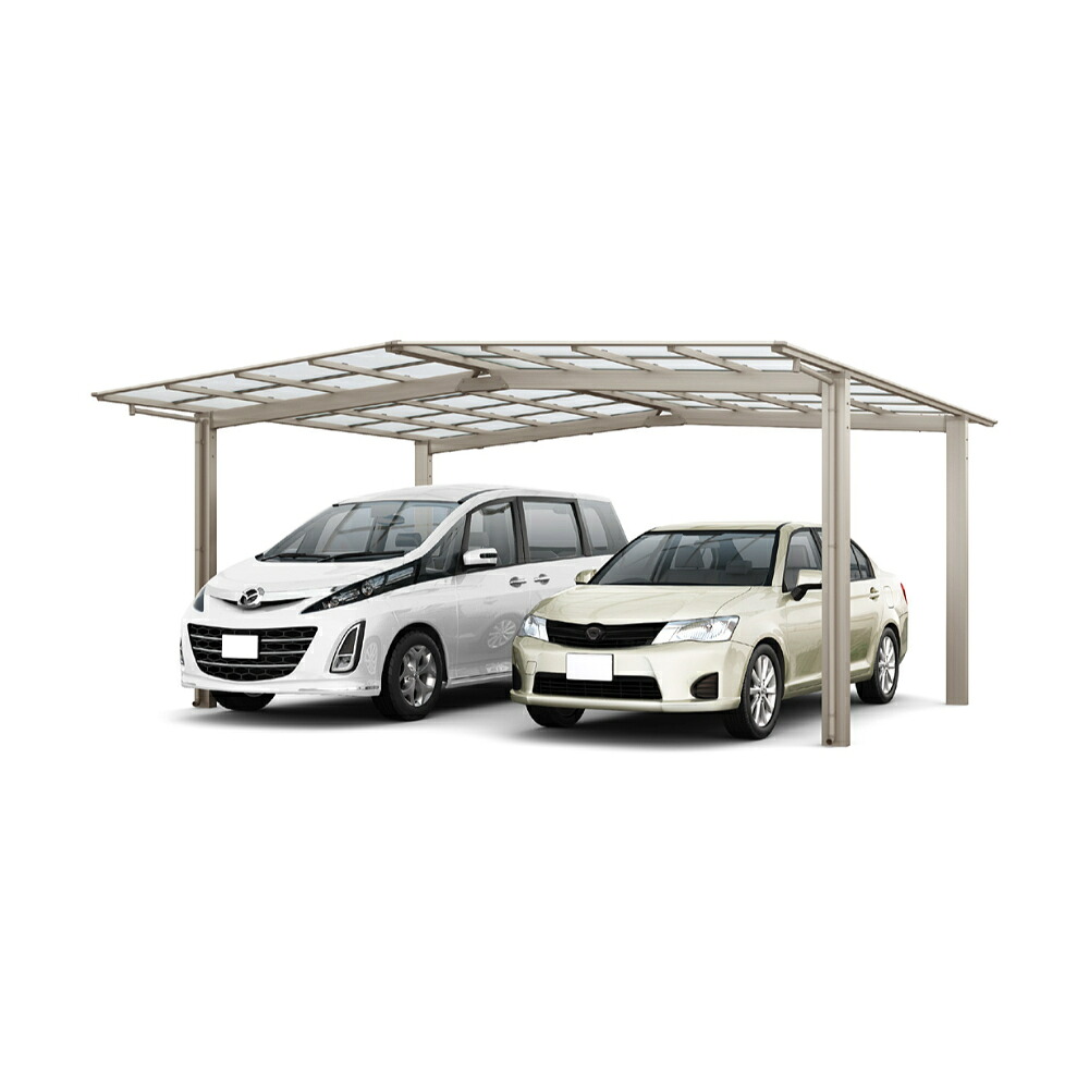 LIXIL リクシル ネスカF 1台用 M合掌 24・27-57型 H28柱 ポリカーボネート屋根材使用 『 カーポート 2台 本体のみ 駐車場 屋根 外構 エクステリア DIY 』