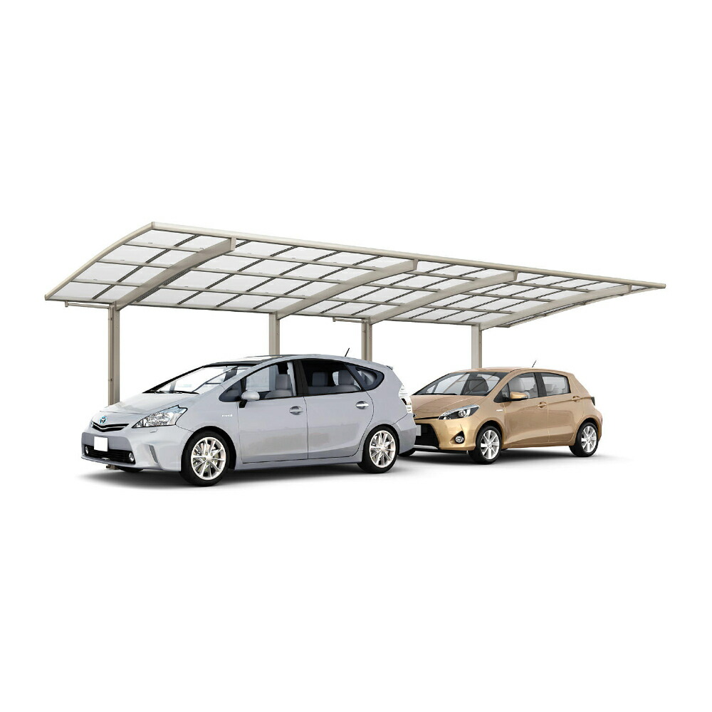 LIXIL リクシル フーゴR 1台用 縦2連棟 25-57型 H28柱 ポリカーボネート屋根材使用 『 カーポート 2台 本体のみ 駐車場 屋根 外構 エクステリア DIY 』