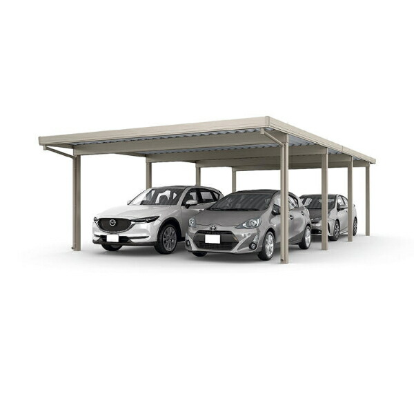 LIXIL リクシル カーポートSW 1500タイプ 4台用 縦2連棟(2台+2台) 55-55・55型 標準柱使用 遮光 単体4本柱+4本 横材無し 『 折板 セッパン カーポート 車庫 ガレージ 駐車場 屋根 』