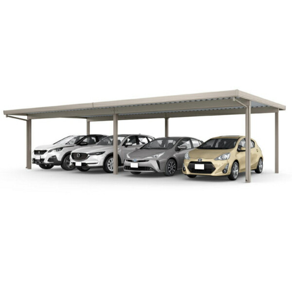 LIXIL リクシル カーポートSW 1500タイプ 4台用 横2連棟(2台+2台) 55・55-60型 標準柱使用 遮光 単体4本柱+2本 横材無し 『 折板 セッパン カーポート 車庫 ガレージ 駐車場 屋根 』