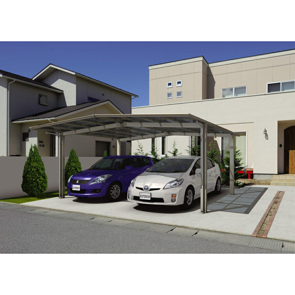 【商品のみ】 三協アルミ セルフィ 合掌 2台用 柱6本 51（27・33） H22 ポリカーボネート板 『 カーポート 2台 本体のみ 駐車場 屋根 外構 エクステリア DIY 』｜エクステリアのプロショップ　キロ