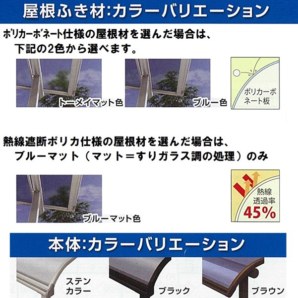 玄関先迄納品 キロスタイルテラス R型屋根 1階用 1間×6尺 ロング柱仕様