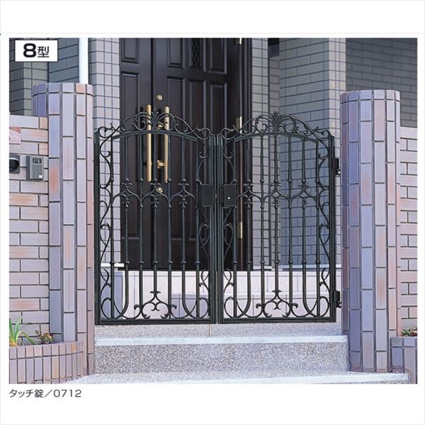 【送料無料】三協アルミ 門扉 ファンセル 8型 両開きセット 門柱タイプ 0812 ブラック『ゲート 部材 ガーデン 住宅 境界 入口 塀 壁 diy おしゃれ 鋳物 洋風 門扉』 ブラック