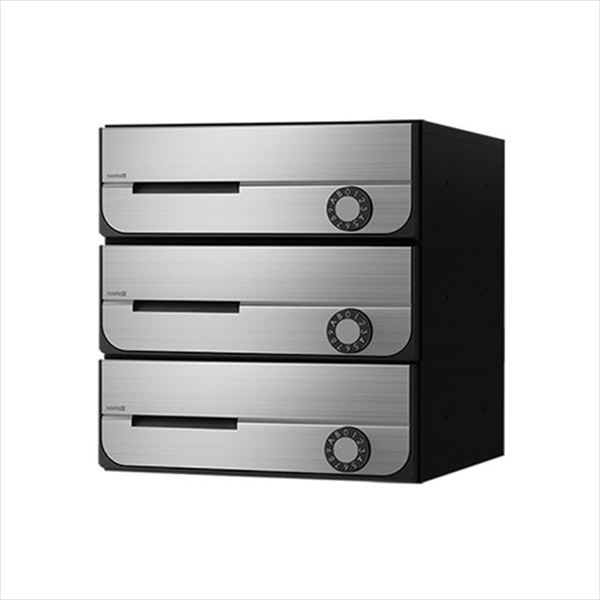 ナスタ 集合住宅用ポスト 前入前出タイプ 戸数3 KS-MB5202PU-3L-S 防滴タイプ 静音大型ダイヤル錠 ステンレスヘアーライン|エクステリアのプロショップ キロ