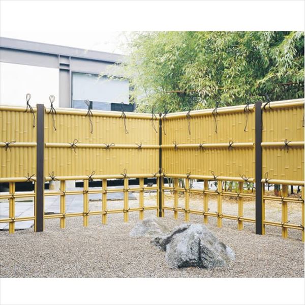 三協アルミ 樹脂竹垣 紗更 「建仁寺垣+四ツ目垣」 独立施工タイプ(間仕切支柱タイプ) 2段施工仕様 フェンス本体 (2枚) 1815 竹柄（TG）