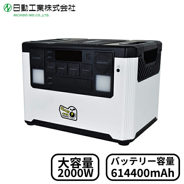 日動産業 携帯型ワット数 ごっつエネル2000 定格最終生産物2000W ちょっとの間最大限度最終生産物3800W AC100V USB 蓄電池電気容量 614400ｍAh(3.2V) 通り手形スルー役立つこと EPS役立つこと ECO流行り物役立つこと付 LPE-E3800L
