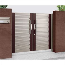 四国化成 エクステリア ガーデンファニチャー 送料無料 セピアブラウン エクステリアのプロショップ キロ セピアブラウン花 ガーデン Diy 四国化成 アルディ門扉3型 柱仕様 1012 両開き 門扉 スタンダードな横格子スリットが魅力です