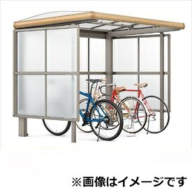 リクシル サイクルポート フーゴAプラス パーク 29-18型 パネル高さ H：1800 熱線吸収ポリカ板 『サビに強いアルミ製 家庭用 おしゃれ 自転車置き場 屋根』 アルミ形材色＋木目色｜エクステリアのプロショップ　キロ