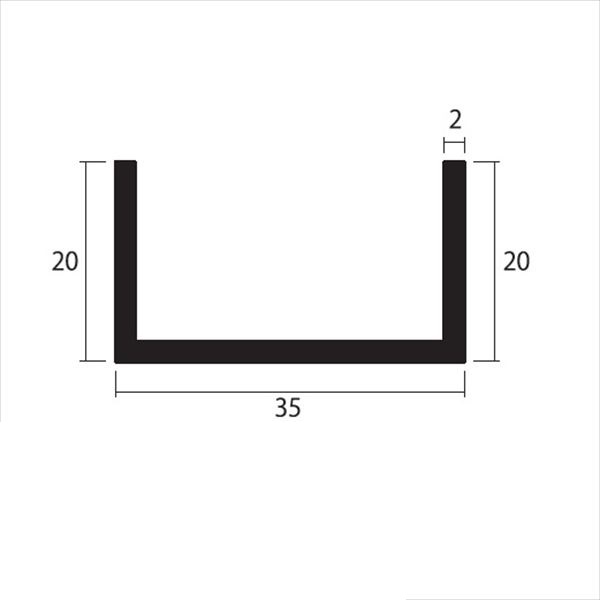安田株式会社 一般形材 アルミチャンネル 定尺 L=4,000 2.0×35×20 ｍｍ 外構DIY部品 シルバー お得な情報満載