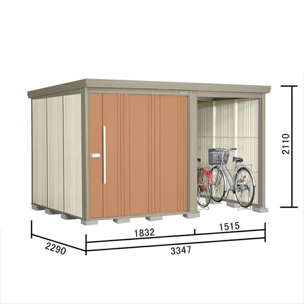 タクボ物置 TP／ストックマンプラスアルファ TP-S3322 多雪型 『物置 屋外 大型 倉庫 小屋 収納庫 diy サイクルポート タイヤ テント 庭 おしゃれ』【追加金額で取付工事可能】 トロピカルオレンジ｜エクステリアのプロショップ　キロ