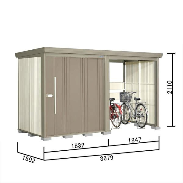 タクボ物置 TP／ストックマンプラスアルファ TP-Z37R15 一般型 『物置 屋外 大型 倉庫 小屋 収納庫 diy サイクルポート タイヤ テント 庭 おしゃれ』【追加金額で取付工事可能】 カーボンブラウン