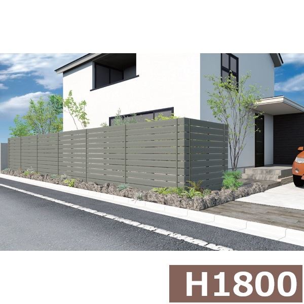グローベン フェンス プラドワン コミコミセット ジョイントあり仕様 W8000×H1770（11段） 板隙間10mm 『目隠しフェンス 部材 樹脂 DIY』