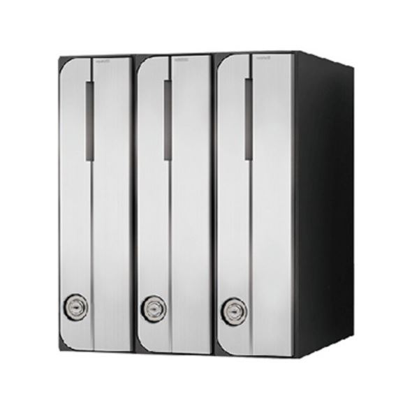 ナスタ 集合住宅用ポスト 前入前出/屋内用 タテ型 ラッチ錠 戸数3 KS-MB3002PU-3RT-SV シルバー