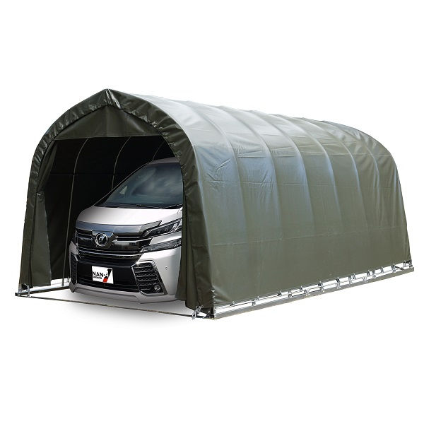 【送料無料】【1台用】南榮工業 パイプ車庫(角ベース式) 3256B OD ワンボックスタイプ用『 カーポート パイプ車庫 ガレージ 自転車 バイク 駐車場 屋根 車1台用 アルミ diy おしゃれ シンプル 』 オリーブドラブグリーン|エクステリアのプロショップ キロ