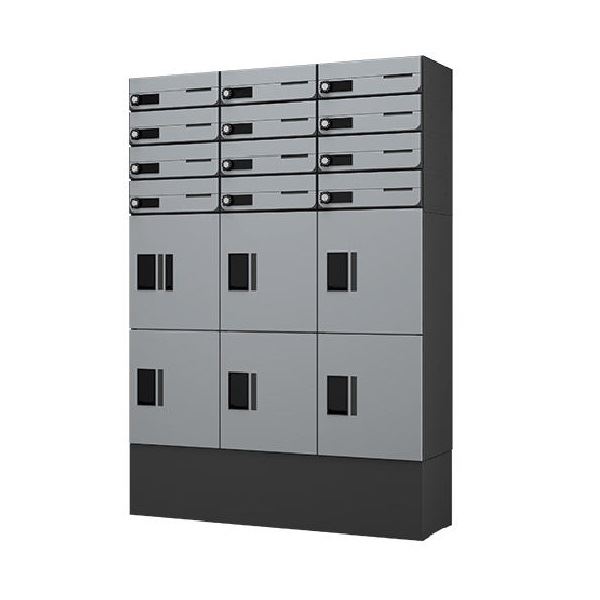 ナスタ プチ宅unit+D-ALL書き割り 取り合わせ例 12一門用 (3列12電子メール6ボックス席) 前入前出/防滴印字機