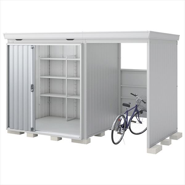 【自転車置場 駐輪】イナバ物置 FW/フォルタ ウィズ FW-2218+15KH PS ハイルーフ 右側開放スペース 豪雪型『物置 屋外 大型 diy』【関東・東海地方限定配送】【追加金額で取付工事可能】 PS(プラチナシルバー)|エクステリアのプロショップ キロ