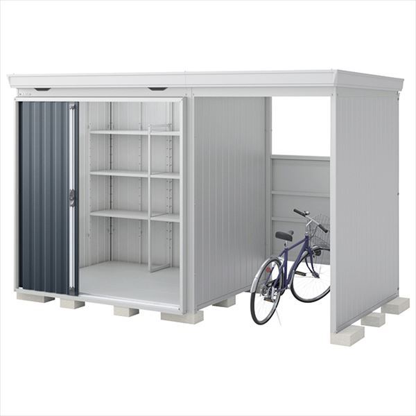 【自転車置場 駐輪】イナバ物置 FW/フォルタ ウィズ FW-2218+15KH CG ハイルーフ 右側開放スペース 豪雪型『物置 屋外 大型 diy』【関東・東海地方限定配送】【追加金額で取付工事可能】 CG(チャコールグレー)|エクステリアのプロショップ キロ