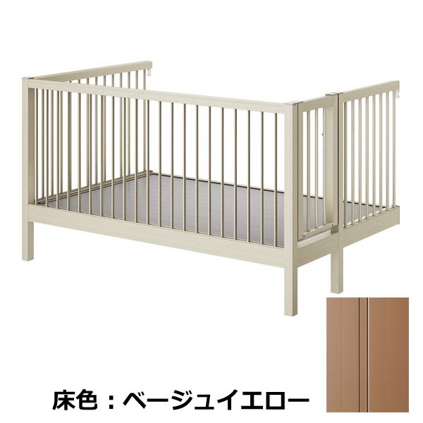 YKKAP ルシアスバルコニー 柱建式 庭置納まり たて格子 関東間 標準柱 2間×6尺 門扉外観右側(R) 手すり高さ1,105mm 床:ベージュイエロー|エクステリアのプロショップ キロ
