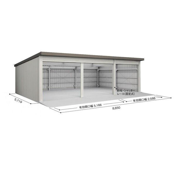 【配送のみ】【基本棟】ヨドコウ ヨド倉庫 基本棟 SOB-8657LBE 基本棟 標準屋根 『 ガレージ 車庫 シャッター バイク 自動車 自転車 倉庫 床 シャッター 』 ブラウニー｜エクステリアのプロショップ　キロ