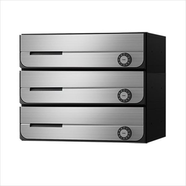 ナスタ 集合住宅用ポスト 前入前出タイプ 可変ダイヤル錠 ※受注生産品 戸数3 KS-MB3202PU-3LK-S 防滴タイプ ステンレスヘアーライン|エクステリアのプロショップ キロ