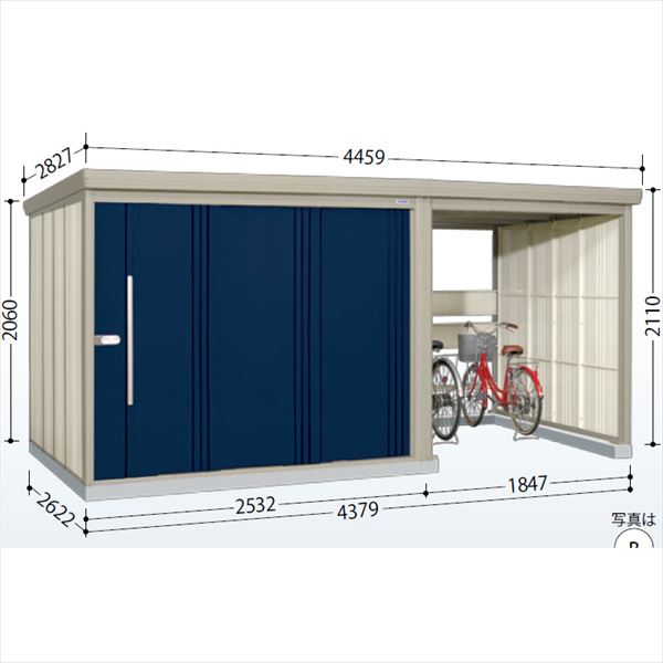 タクボ物置 TP／ストックマンプラスアルファ TP-SZ43R26 多雪型 『物置 屋外 大型 倉庫 小屋 収納庫 diy サイクルポート タイヤ テント 庭 おしゃれ』【追加金額で取付工事可能】 ディープブルー