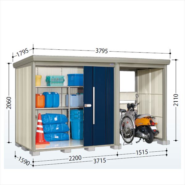 タクボ物置 TP／ストックマンプラスアルファ TP-SZ3715 多雪型 『物置 屋外 大型 倉庫 小屋 収納庫 diy サイクルポート タイヤ テント 庭 おしゃれ』【追加金額で取付工事可能】 ディープブルー