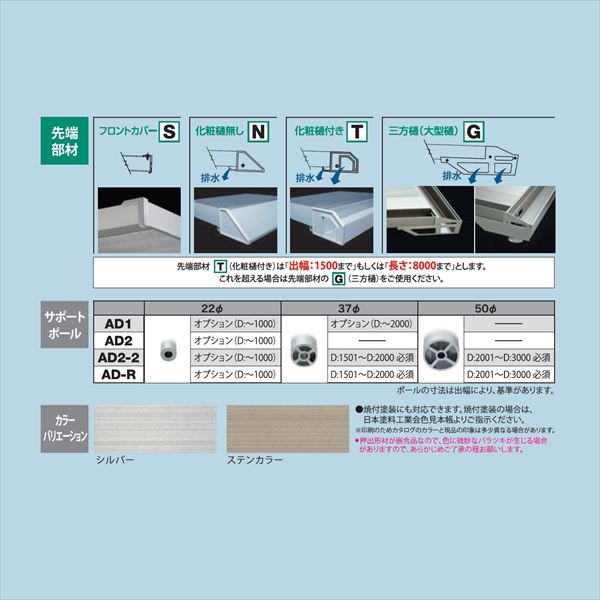 【送料無料】 アルフィン庇 AD2 オプション 先端部材 L3500