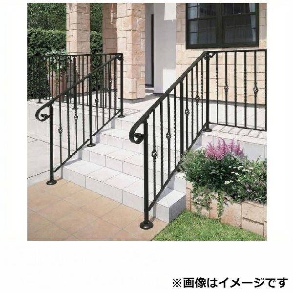 YKKAP シャローネ 歩行補助手すりシリーズ サンドブラスト柱(連結ブラケット付き) 乾式用 端柱 T80 カームブラック|エクステリアのプロショップ キロ