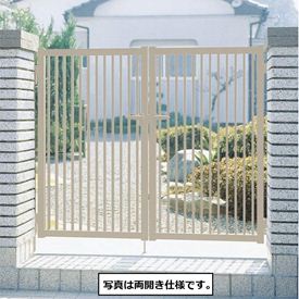 【送料無料】三協アルミ 形材門扉末広2型 0710 両開き門柱タイプ 『キロ特別企画！鍵付き錠に無料で変更可能です』『ゲート 部材 ガーデン 住宅 境界 入口 塀 壁 diy おしゃれ 形材 門扉』｜エクステリアのプロショップ　キロ