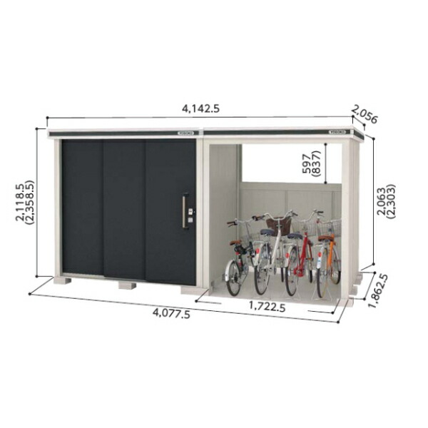 【サビにくい　自転車置場　駐輪】ヨドコウ LMD+LKD／エルモコンビ LMD-2218H+LKD1818H 物置 一般型 背高Hタイプ『ヨド物置 物置 屋外 大型 おしゃれ 倉庫 収納庫』【受注生産品】【追加金額で取付工事可能】