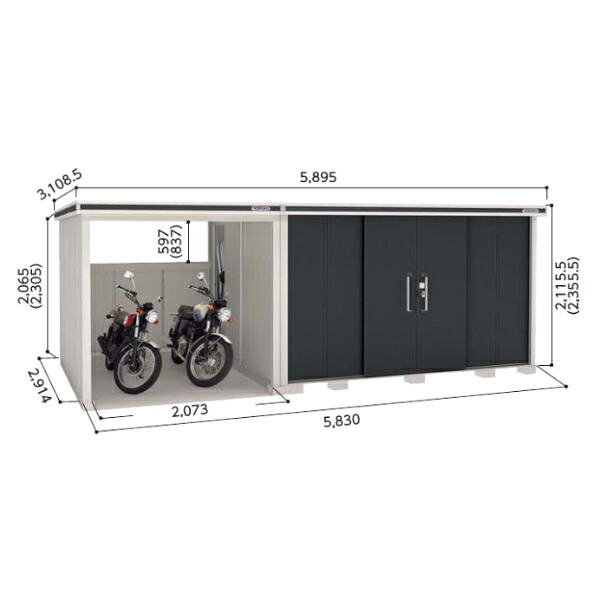 【サビにくい　自転車置場　駐輪】ヨドコウ LMD+LKD／エルモコンビ LMD-3629H+LKD2229H 物置 一般型 背高Hタイプ『ヨド物置 物置 屋外 大型 おしゃれ 倉庫 収納庫』【受注生産品】【追加金額で取付工事可能】 316,665円