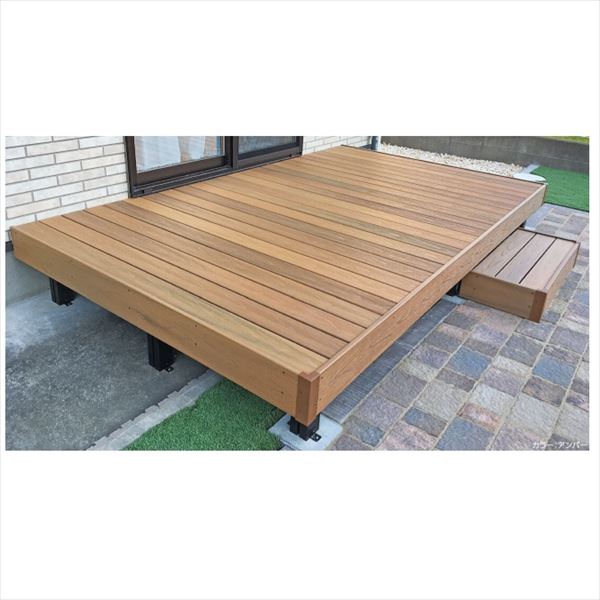 【組み立て式】タカショー エバーエコウッドリアル デッキセット （床板115mm幅仕様） 1.5間×8尺 『ウッドデッキ 人工木』『 樹脂 diy キット アルミ 腐らない 庭 ガーデンデッキ アウトドアリビング おしゃれ』 エバーエコウッドリアル