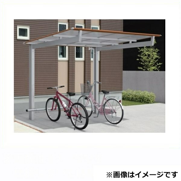 サイクルポート 三協アルミ ニューマイリッシュ ミニタイプ 奥行2連結タイプ 2922×2 H20 本体：アルミ形材/屋根材：熱線遮断ポリカ 『サビに強いアルミ製 家庭用 自転車置き場 屋根』