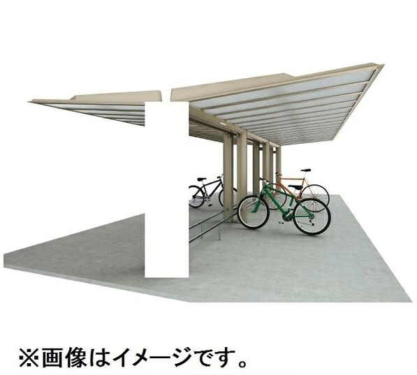 【法人様限定商品 個人宅・現場配送不可】四国化成 サイクルポート ルナ 積雪20cm共通 Y合掌タイプ 連棟ユニット 標準高 埋込式 屋根材：アルミ板(不燃材)ステンカラー LNAE-U4131 ＊連棟ユニット施工には基本セットの別途購入が必要です。 ステ