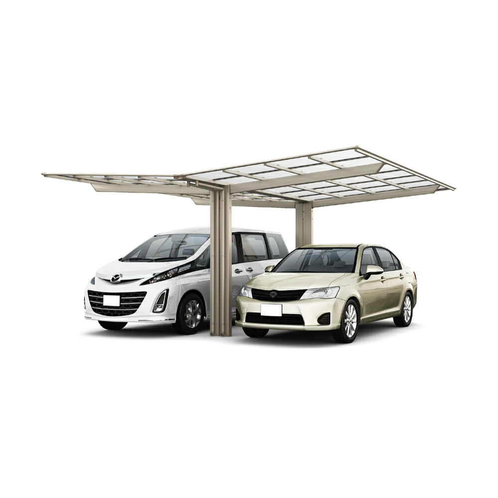 LIXIL リクシル ネスカF 1台用 Y合掌 24・30-50型 標準柱 H22 熱線吸収ポリカーボネート屋根使用 『 カーポート 2台 本体のみ 駐車場 屋根 外構 エクステリア DIY 』