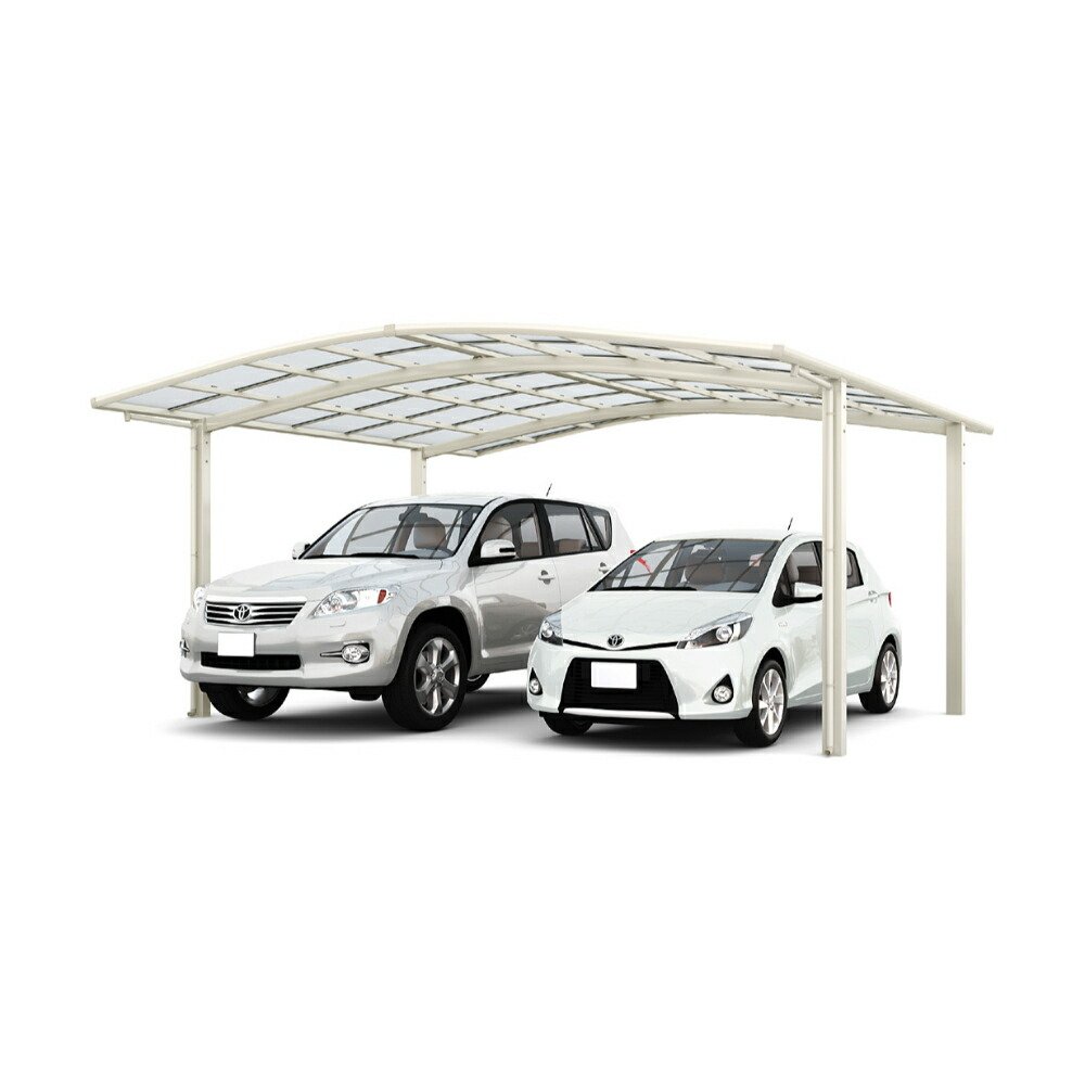 LIXIL リクシル ネスカR 2台用 基本 54-57型 H28柱 ポリカーボネート屋根材使用 『 カーポート 2台 本体のみ 駐車場 屋根 外構 エクステリア DIY 』