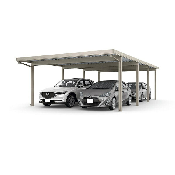 LIXIL リクシル カーポートSW 1500タイプ 4台用 縦2連棟(2台+2台) 55-55・55型 標準柱使用 遮光 単体4本柱+4本 横材無し 『 折板 セッパン カーポート 車庫 ガレージ 駐車場 屋根 』|エクステリアのキロ支店