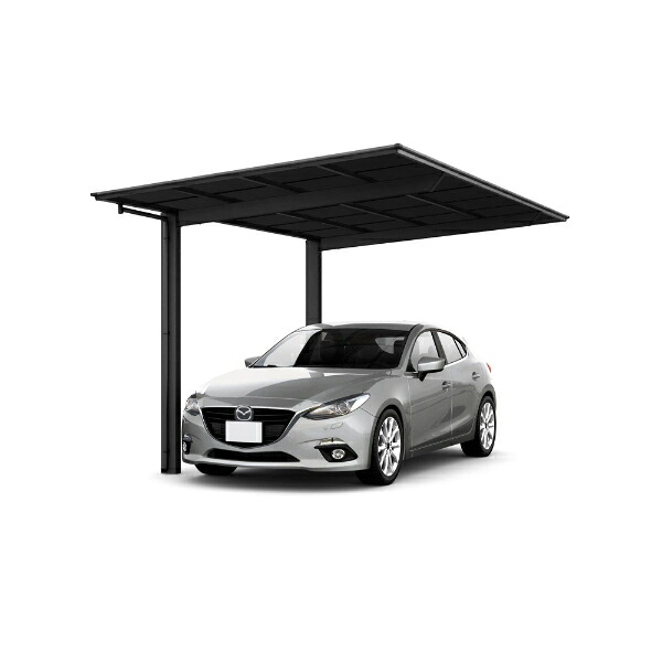 LIXIL リクシル フーゴF 1台用 基本 30-57型 ロング柱 H25 ポリカーボネート屋根使用 ブラックマット 『 カーポート 1台 本体のみ 駐車場 屋根 外構 エクステリア DIY 』 木調色|エクステリアのキロ支店