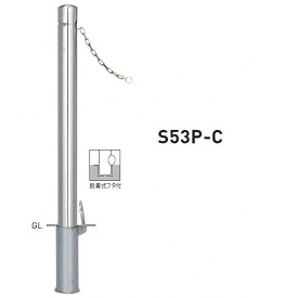 個人宅配送不可 帝金 S53P-C バリカーピラー型 スタンダード ステンレスタイプ 直径76.3mm クサリ内蔵型 脱着式フタ付
