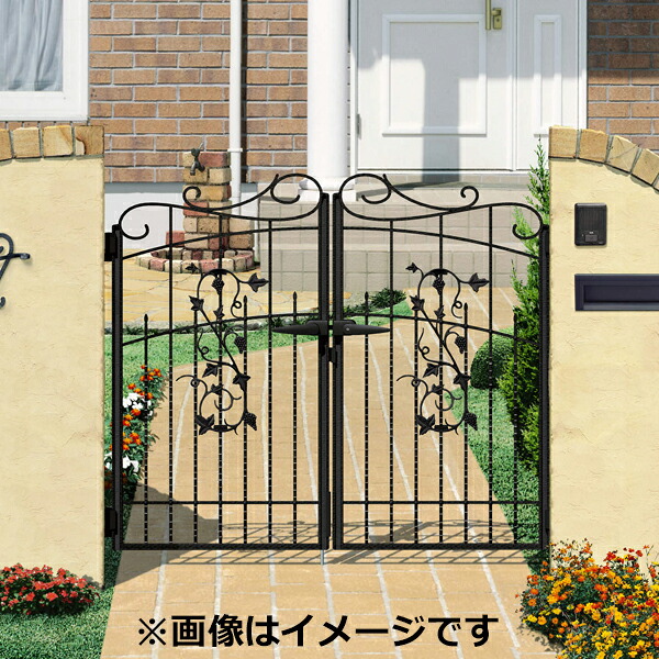 【送料無料】三協アルミ 門扉 プロヴァンス 1型 両開きセット 門柱タイプ 0612 アートブラック(KA)『ゲート 部材 ガーデン 住宅 境界 入口 塀 壁 diy おしゃれ 形材 門扉』|エクステリアのキロ支店