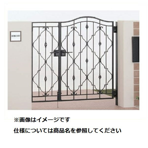 【送料無料】【法人様限定商品 個人宅・現場配送不可】四国化成 ブルーム門扉 M2型 柱仕様 片開きセット 0812『ゲート 部材 ガーデン 住宅 境界 入口 塀 壁 diy おしゃれ 鋳物 洋風 門扉』 ブラックつや消し