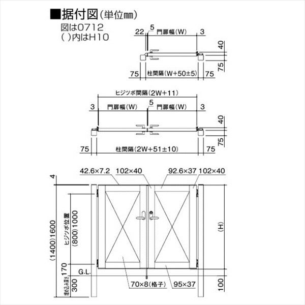 四国化成 アルディ門扉1型 柱仕様 0820 片開き セピアブラウン