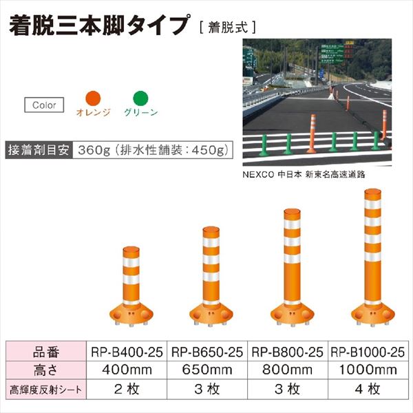最も優遇の 保安道路企画 ラウンドポスト 250台座 着脱3本脚タイプ H 800 Rp B800 25 車止め ポール Fucoa Cl