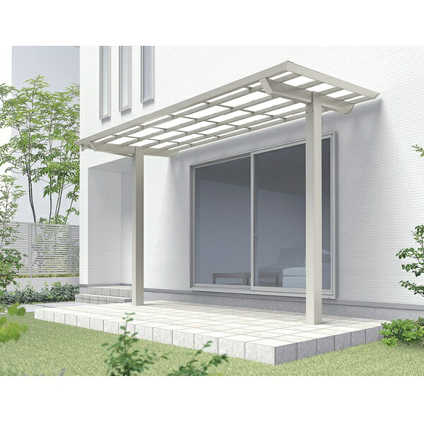 【LIXIL】リクシル テラスVB 単体セット 標準柱 W37×D19 『 テラス バルコニー ベランダ 雨よけ 物干し 屋根 』 熱線遮断FRP板 ミストグレーS