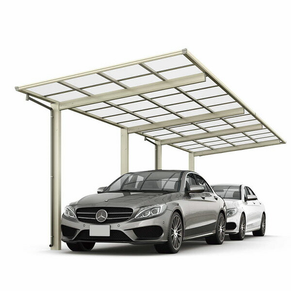 【キャンペーン対象商品】【商品のみ】カーポート 2台用 YKKAP YKK エフルージュ FIRST Z 750タイプ 奥行(2)連棟セット(アルミカラー) J51・51-27M ハイルーフ柱(H25) 一般ポリカーボネート板 JCS-B 『車庫 ガレージ
