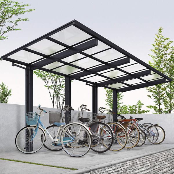 楽天市場 サイクルポート Ykkap エフルージュグラン ミニ J29 29 21 熱線遮断ポリカ屋根 たて連棟セット サビに強いアルミ製 家庭用 おしゃれ 自転車置き場 屋根 アルミカラー エクステリアのキロ楽天市場支店